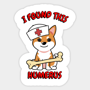 Funny orange dog is a nurse Sticker